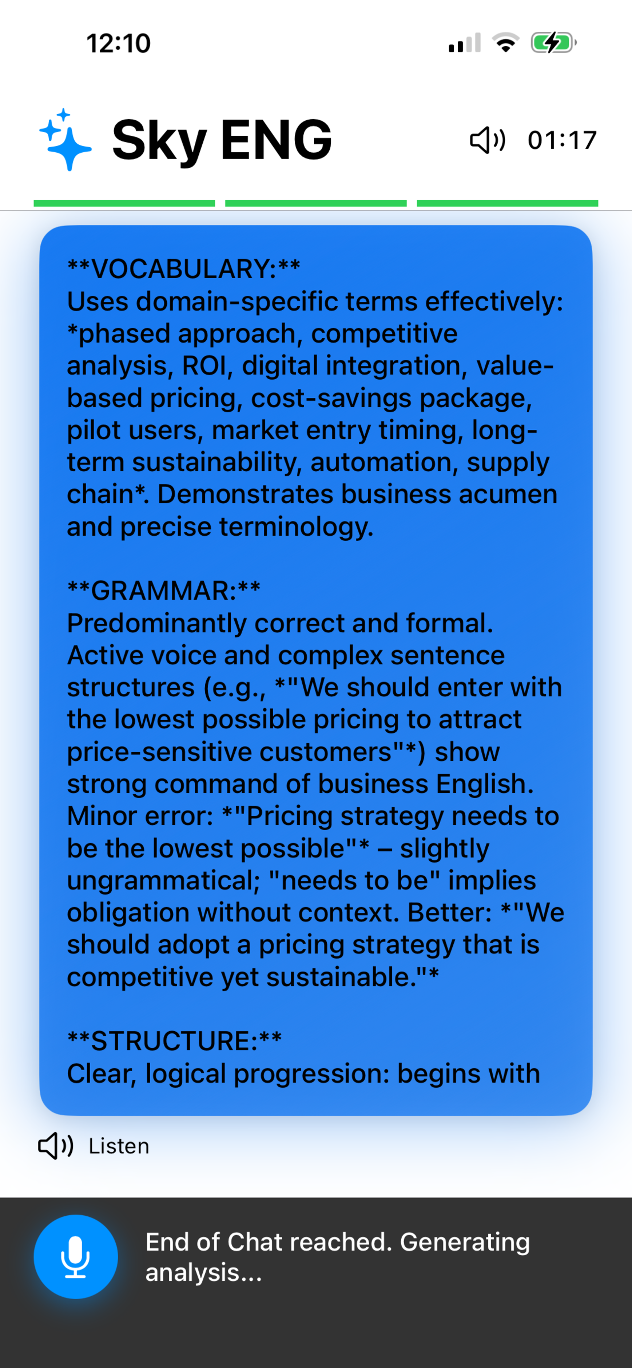 Detailed Speech Analysis with Metrics for English Fluency
