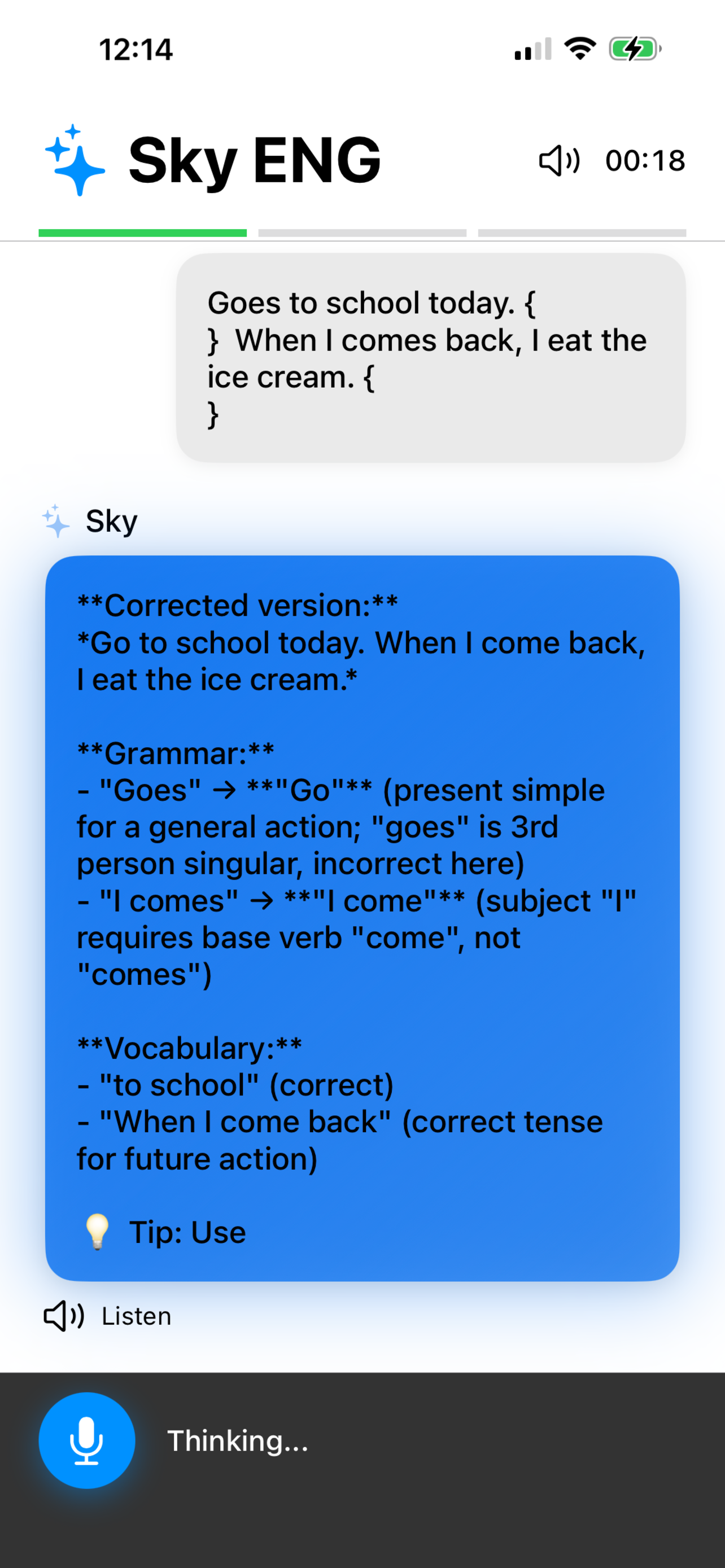 Real-time Grammar and Vocabulary Corrections in English Word Games